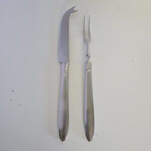 Vintage Stainless Steel 8" Cheese Knife & Fork Set Made In Japan